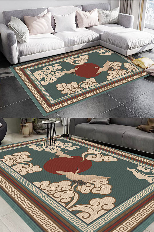 传统中式复古风格地毯图案-众图网