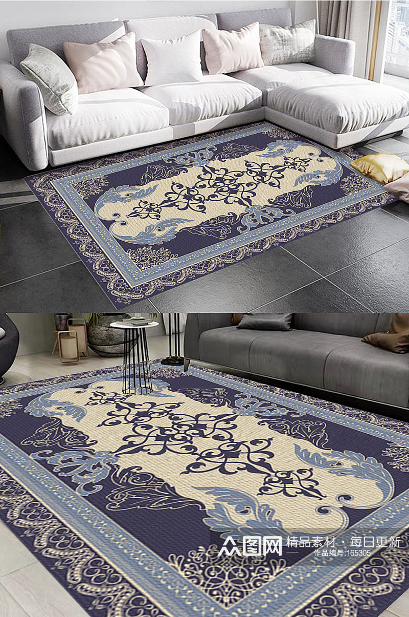 高端古典宫廷风格地毯图案素材