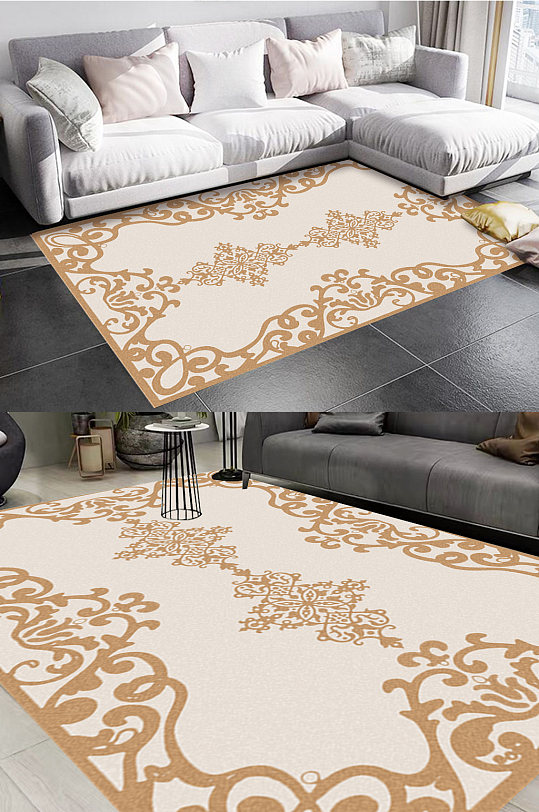 大气高端古典风格地毯图案-众图网