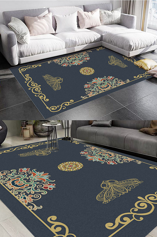 大气高端古典风格地毯图案-众图网