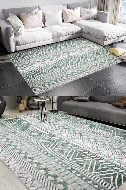 绿色摩洛哥风格地毯图案-众图网