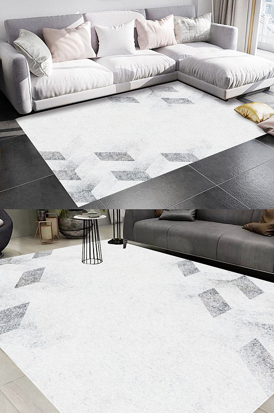 土耳其灰白风格地毯图案-众图网