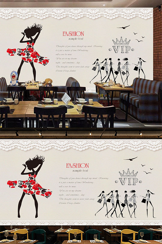 抽象人物工装工业风背景墙-众图网