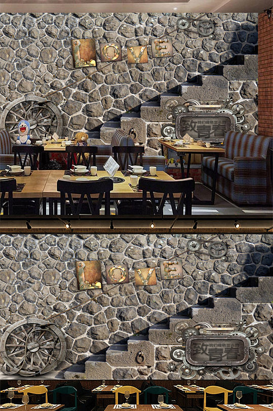 致青春工装工业风背景墙-众图网