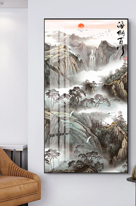 新中式中国画玄关装饰画-众图网