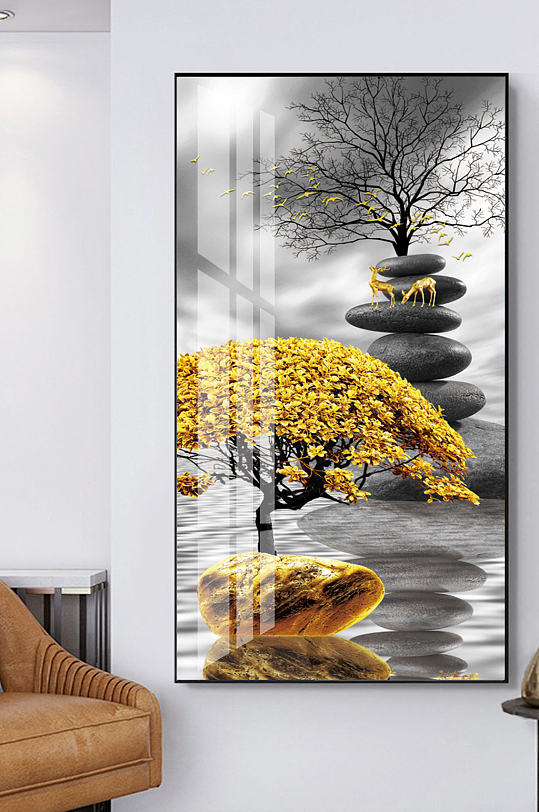 新中式时来运转玄关装饰画