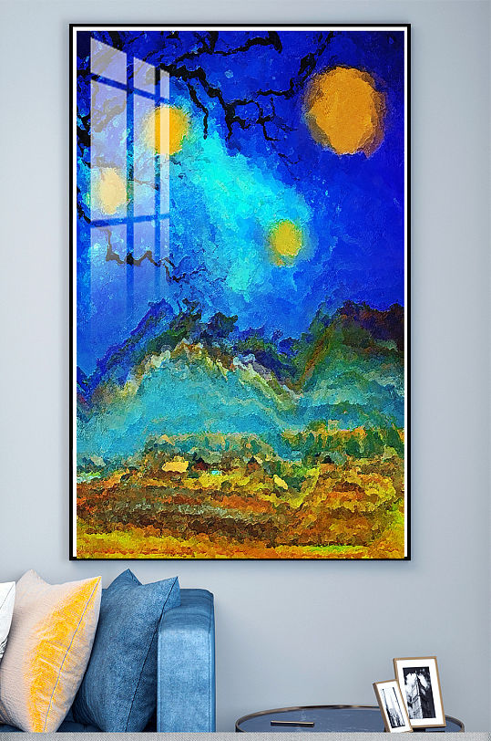 油画梵高星空抽象装饰画-众图网