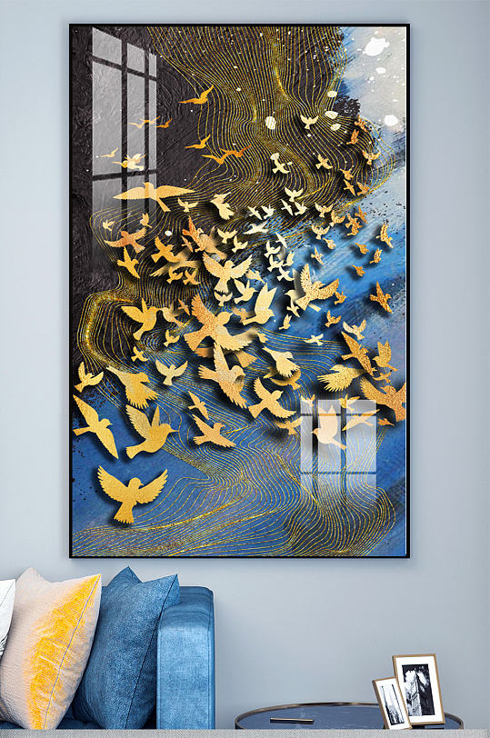 北欧简约鸽子玄关背景墙