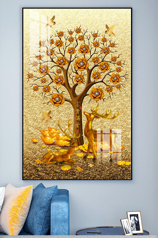 发财树黄金树玄关背景墙