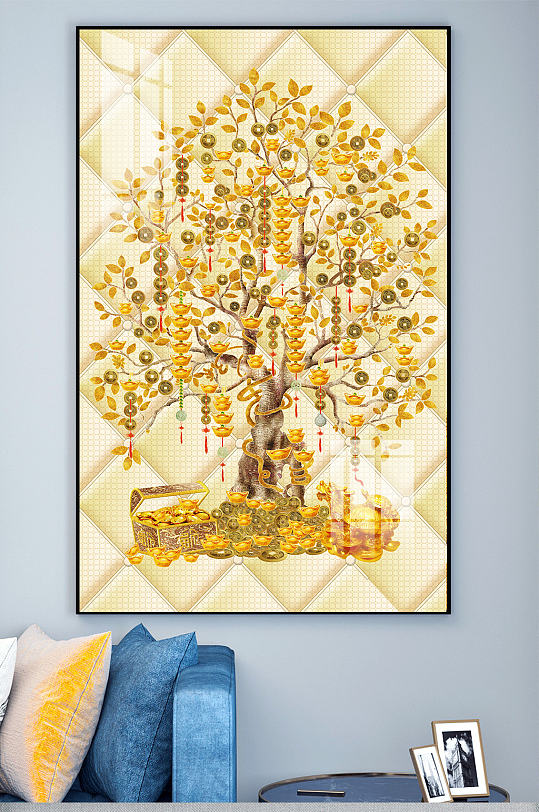 摇钱树玄关装饰画