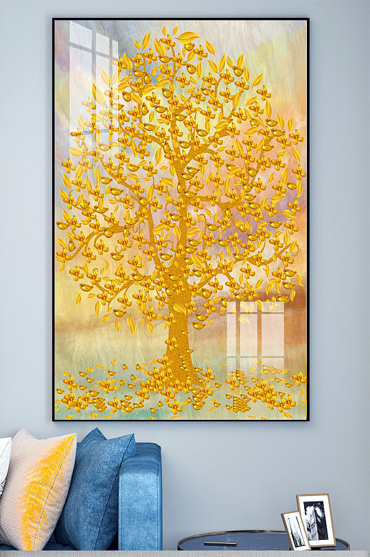 招财进宝摇钱树玄关装饰画