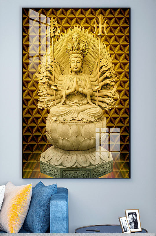 中式千手观音玄关装饰画-众图网