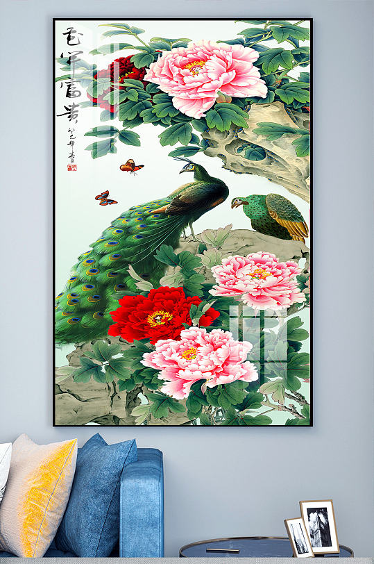 花开富贵玄关背景墙-众图网