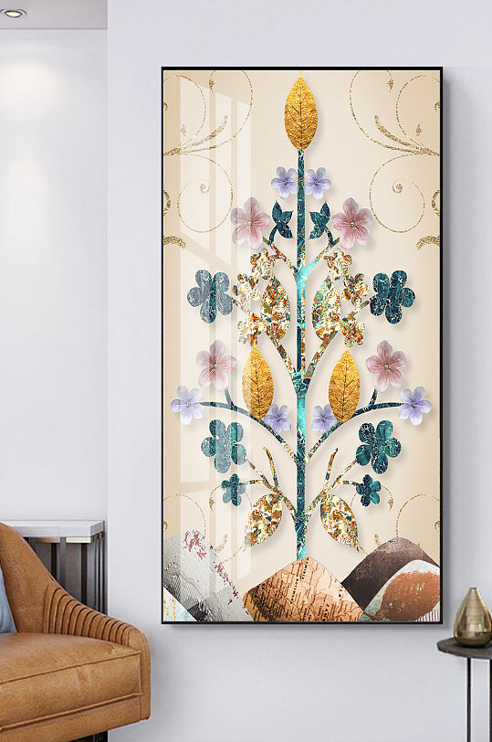 发财树玄关装饰画背景墙