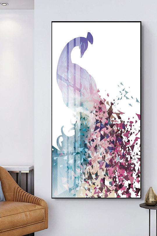 剪影孔雀装饰画背景墙