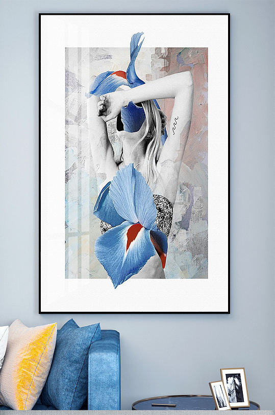 美女人物玄关背景墙