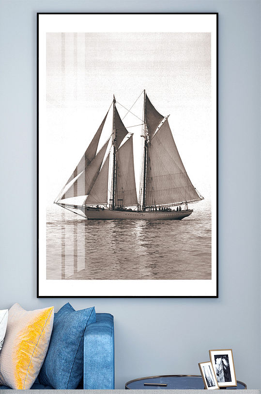 一帆风顺帆船装饰画玄关