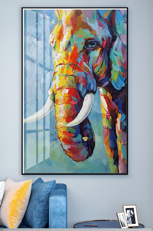 大象油画水彩装饰画玄关