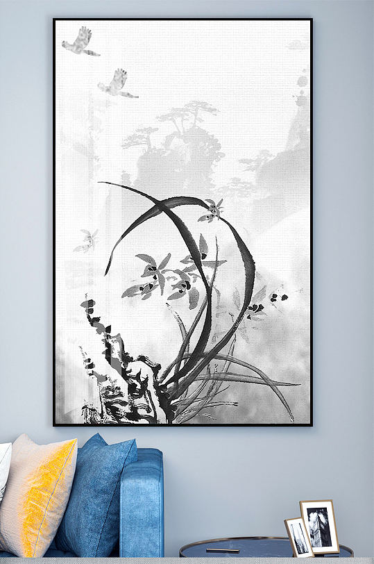 水墨兰花装饰画玄关
