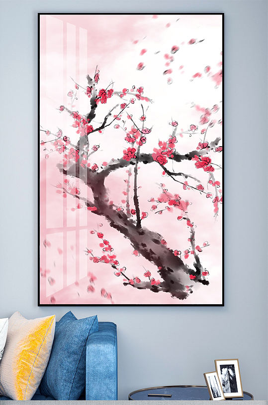 梅花桃花粉色装饰画