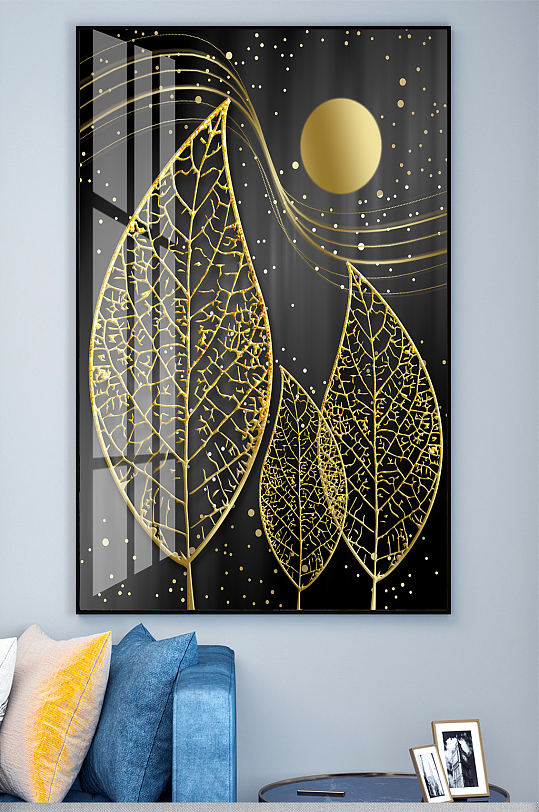 金箔树叶装饰画玄关