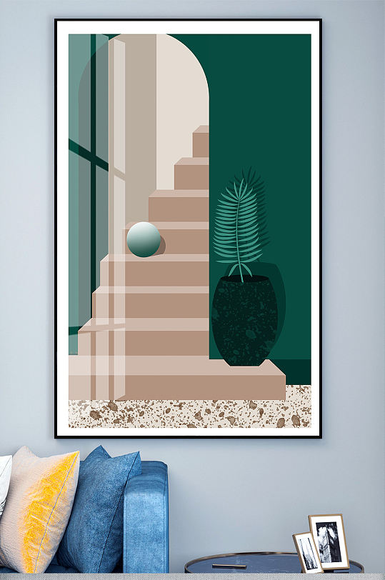 楼梯几何装饰画玄关