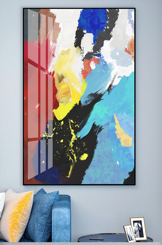 手绘油墨抽象装饰画玄关