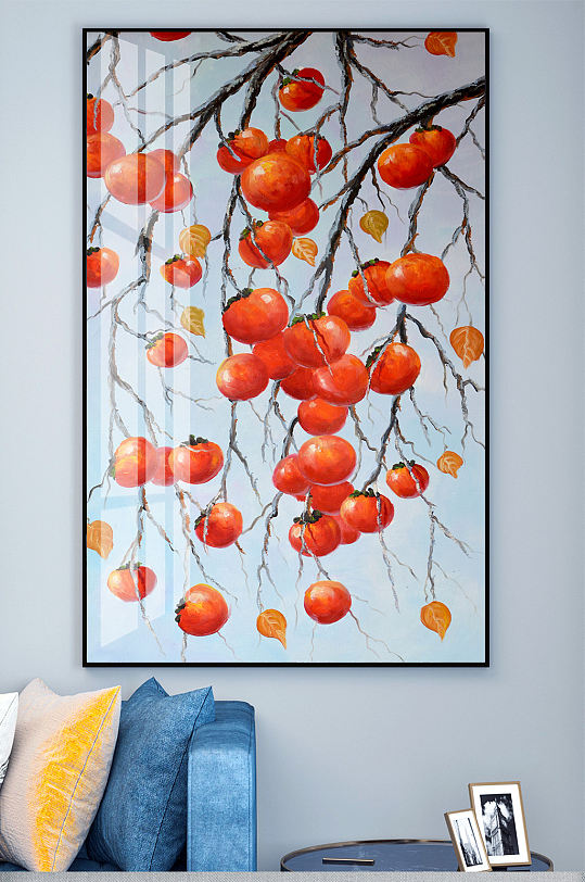 柿子油画水果境装饰画