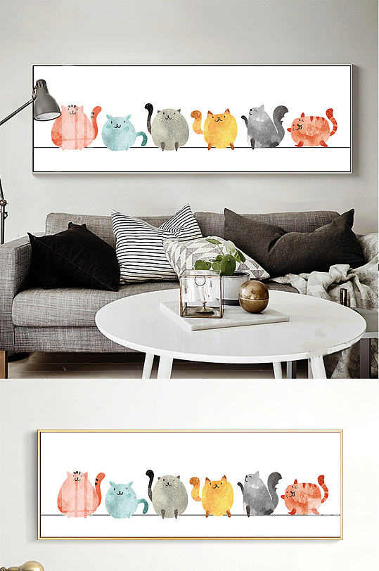 q版卡通手绘猫喵咪装饰画