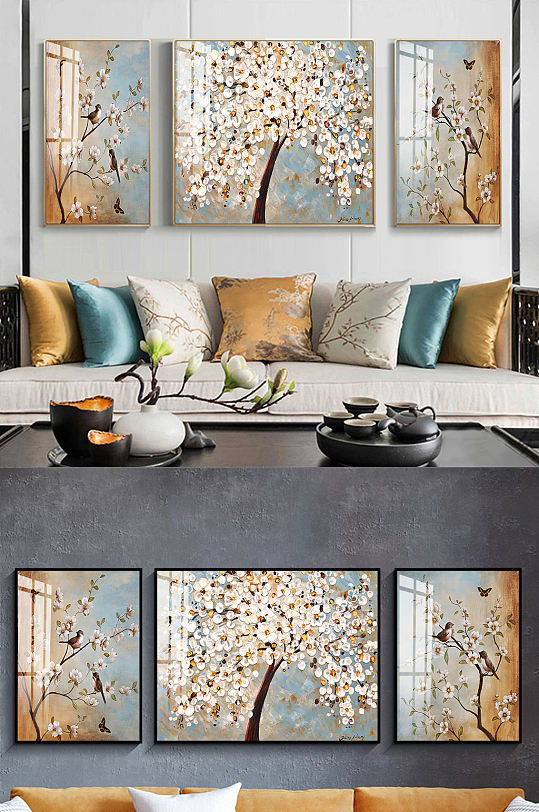 装饰画油画三联图片-装饰画油画三联素材下载-众图网