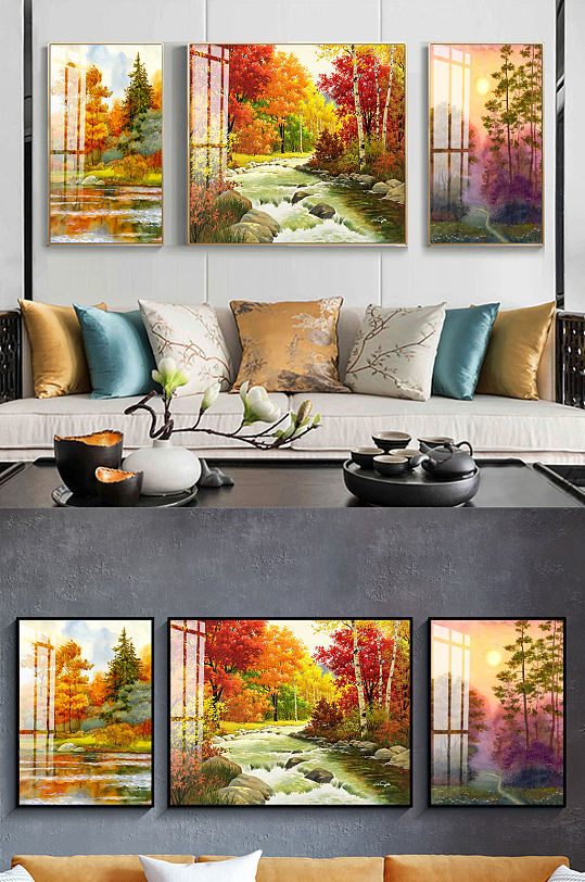 油画大自然风景装饰画-众图网
