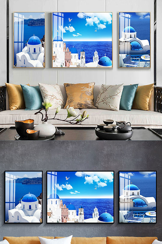 浪漫爱琴海地中海装饰画-众图网