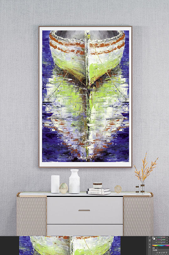 轮船停泊倒影美式装饰