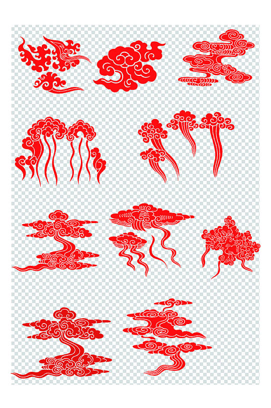 古典花纹水纹云纹矢量图