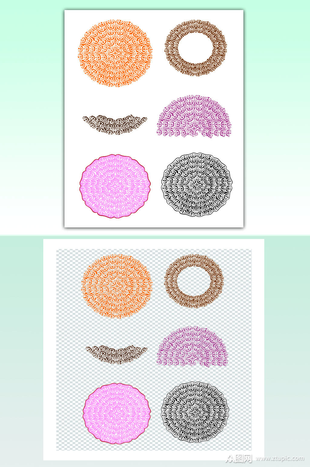 云纹圆形半圆形矢量纹路