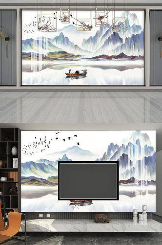 新中式山水装饰画高清