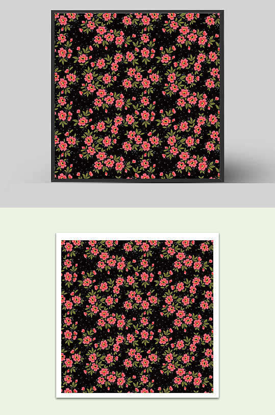 矢量红色小花深色花卉-众图网