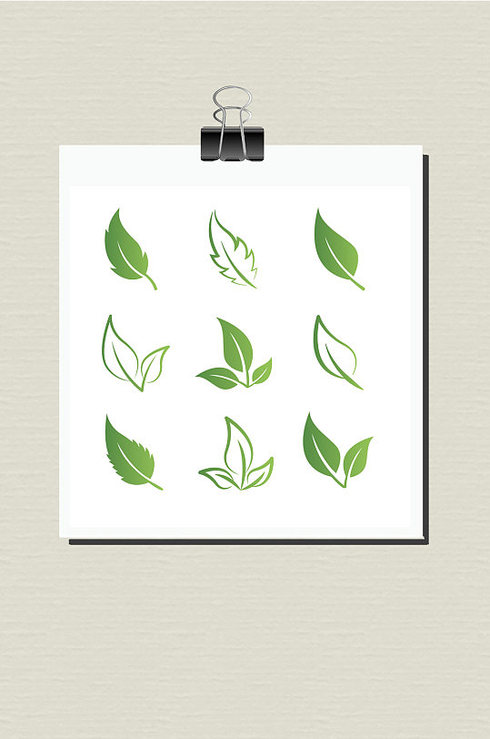 矢量圖標綠葉樹葉茶葉圖標