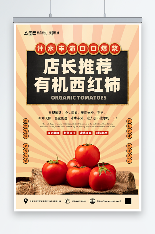 店长推荐有机番茄西红柿蔬果海报