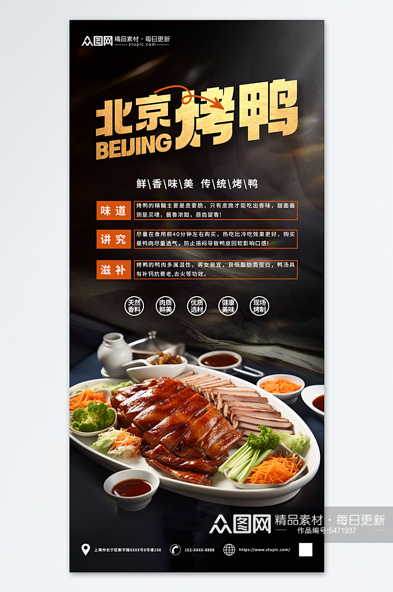 鲜香北京烤鸭美食海报素材