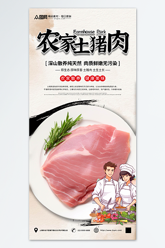 农家土猪肉肉类海报