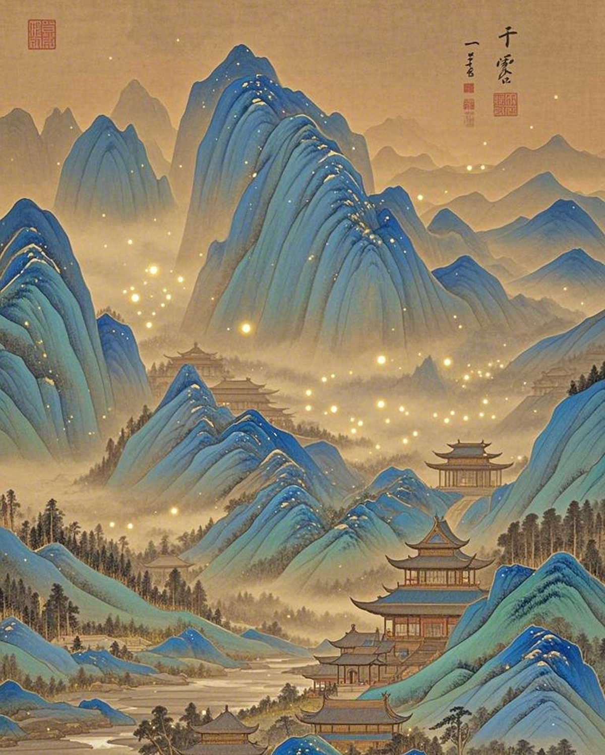 千里江山图图形插画素材下载-众图网