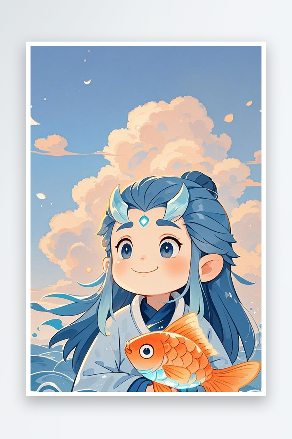 Q版敖丙简笔画插画治愈系插画素材下载-众图网