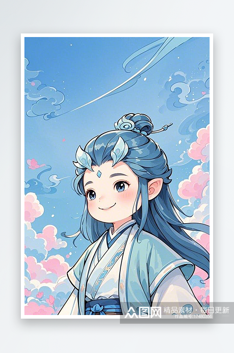 Q版敖丙简笔画插画治愈系插画素材下载-众图网