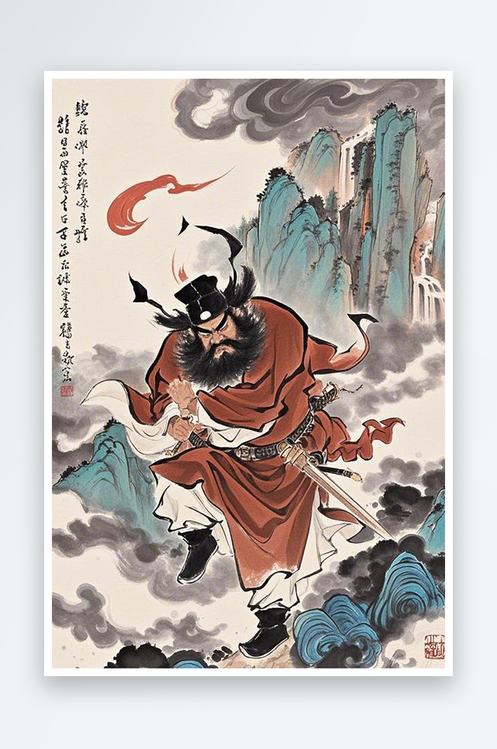 钟馗国画钟馗插画简笔画手绘治愈系插画素材下载-众图网