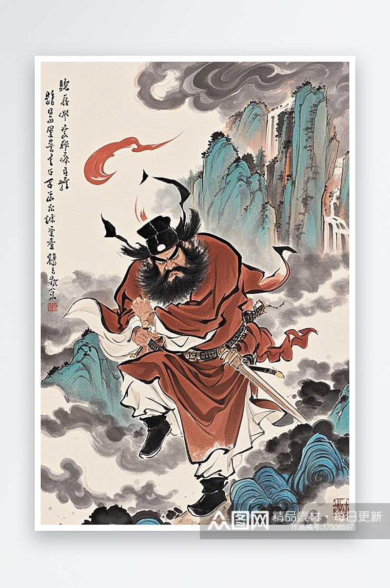 钟馗国画钟馗插画简笔画手绘治愈系插画素材下载-众图网