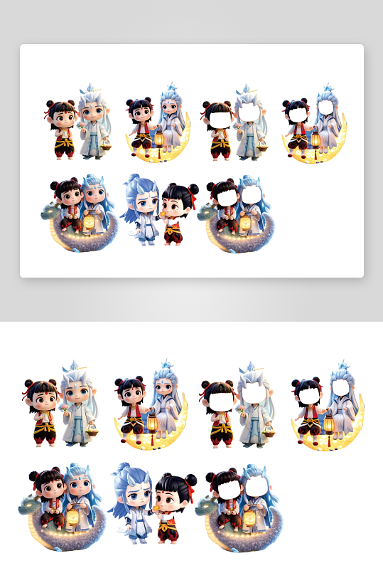 高清哪吒和敖丙矢量图-众图网