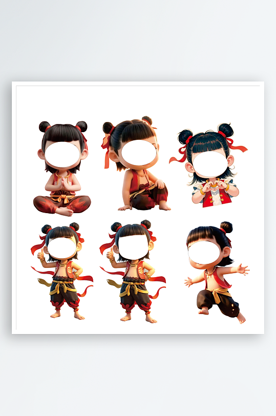 哪吒的各种造型矢量图-众图网