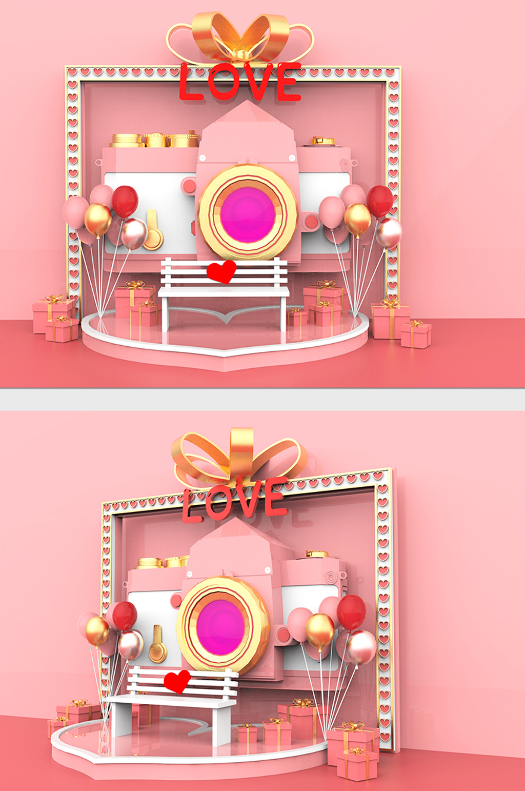 原创商场粉色网红拍照点美陈设计素材