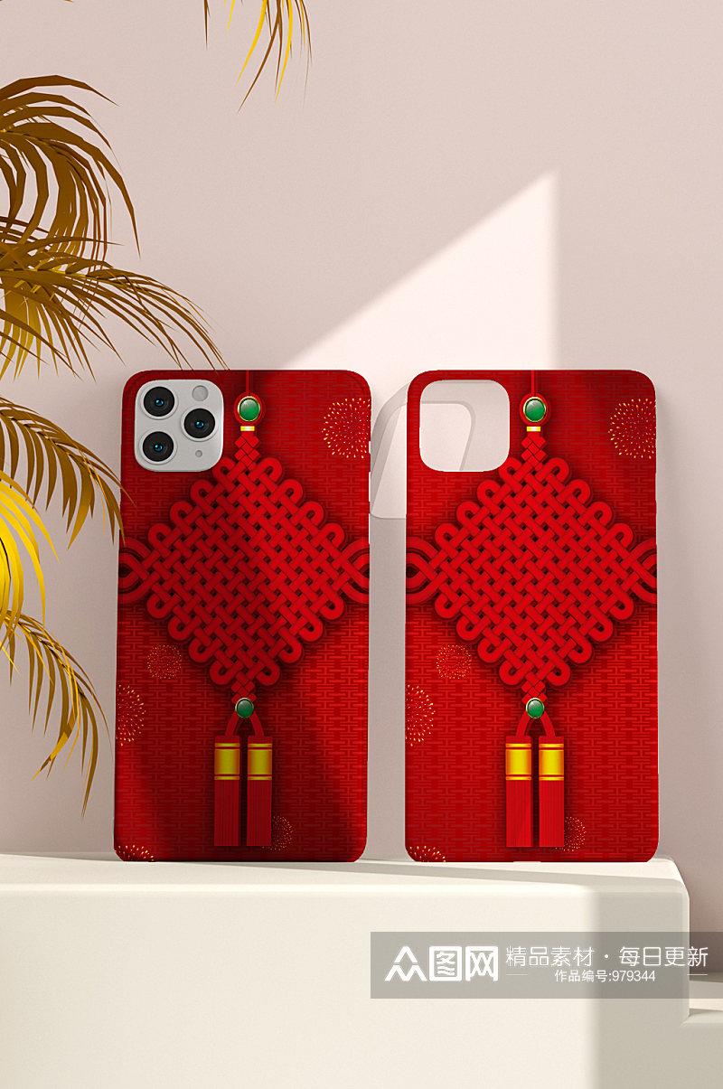 红色中国结手机壳外观设计素材